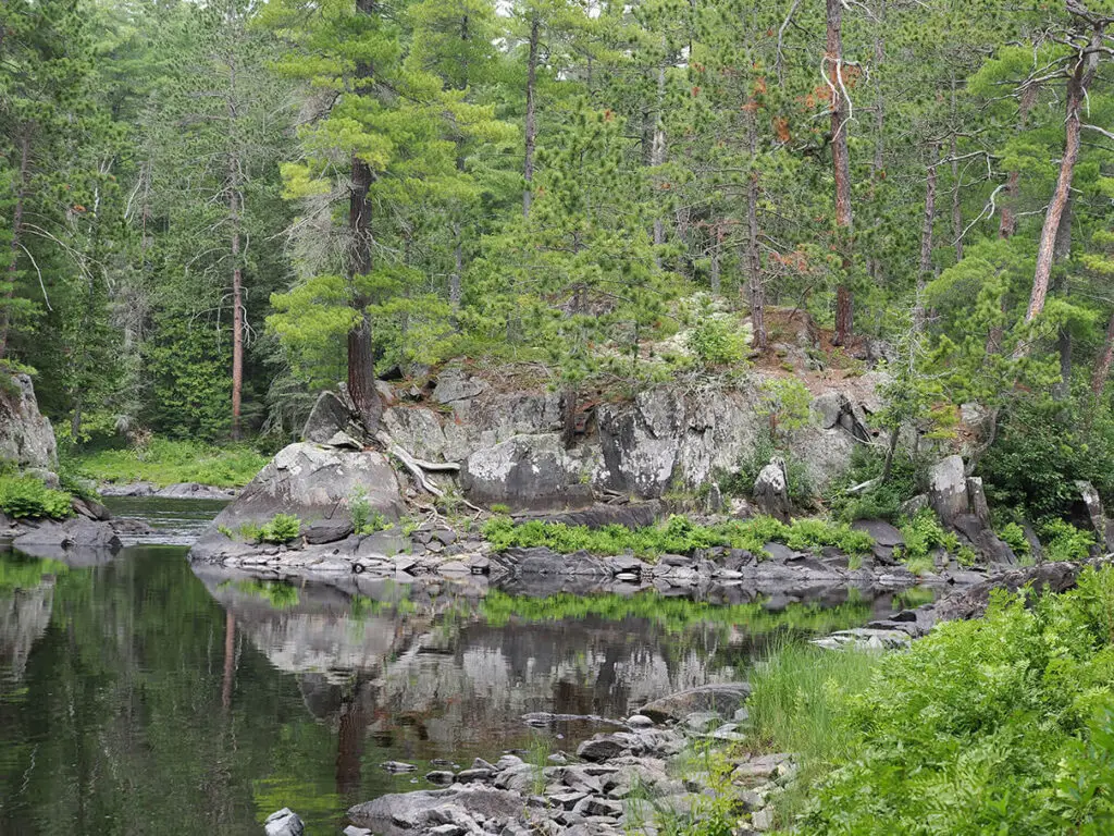 A rocky island at Crooked Rapids on the Lower Madawaska River